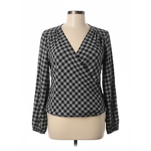 Torrid Womens 1X Career Office Academia Preppy Plaid Long Sleeve Surplice Blouse - Picture 1 of 12